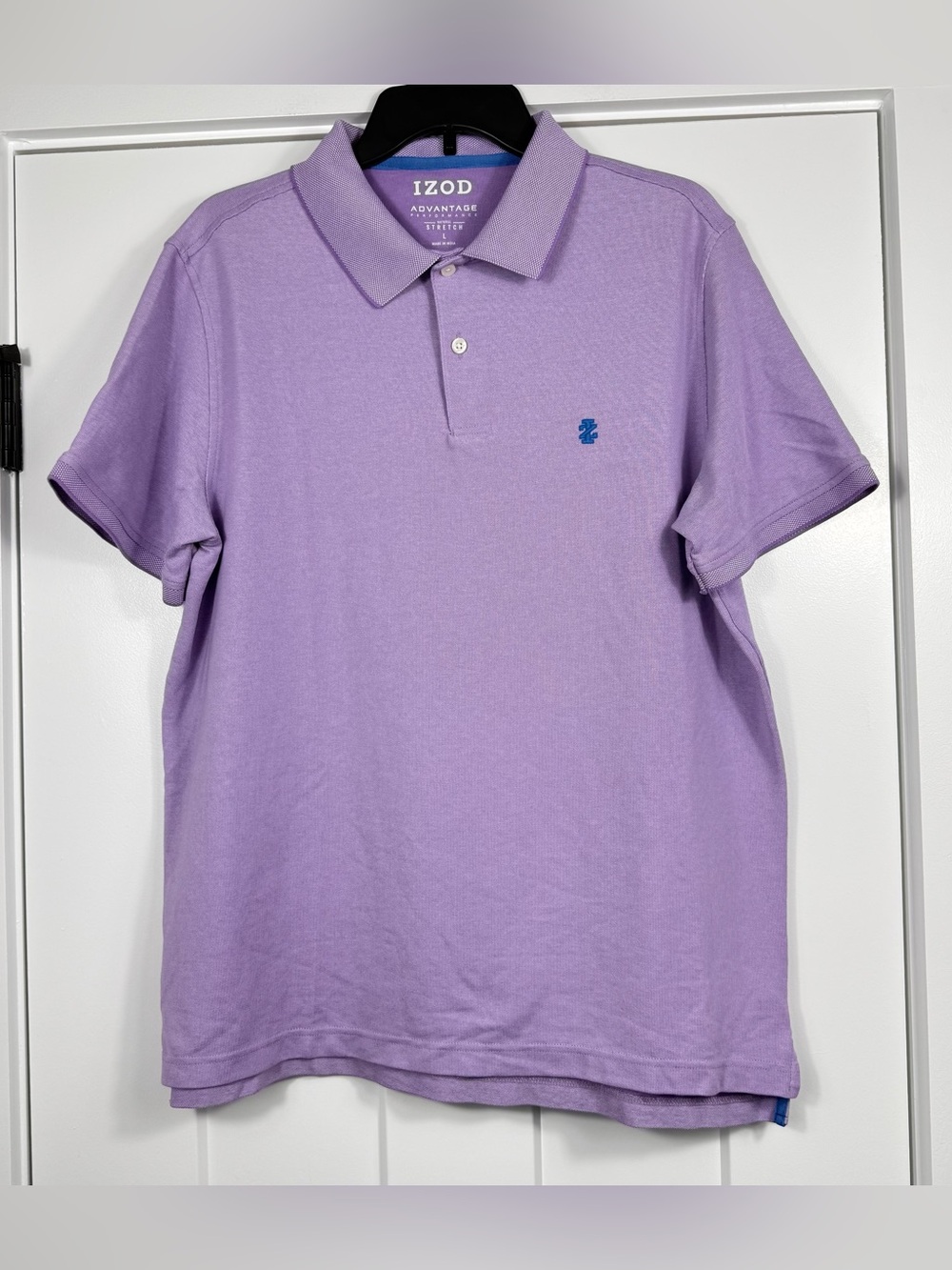 IZOD Advantage Performance Polo Stretch Cotton Blend Pale Purple Size Large